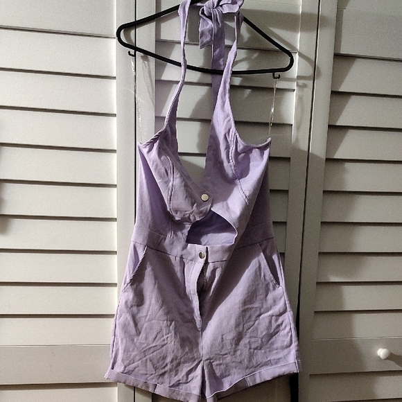 Haute Monde Lavender Halter Romper - Picture 3 of 9